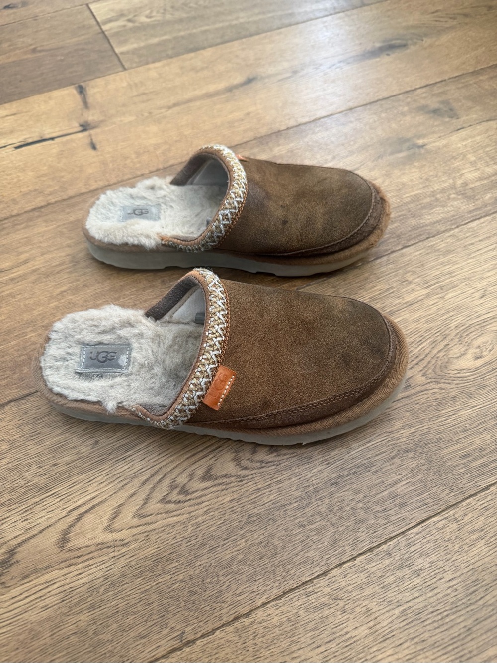 UGG Kids Brown Suede Shearling Slide Slippers